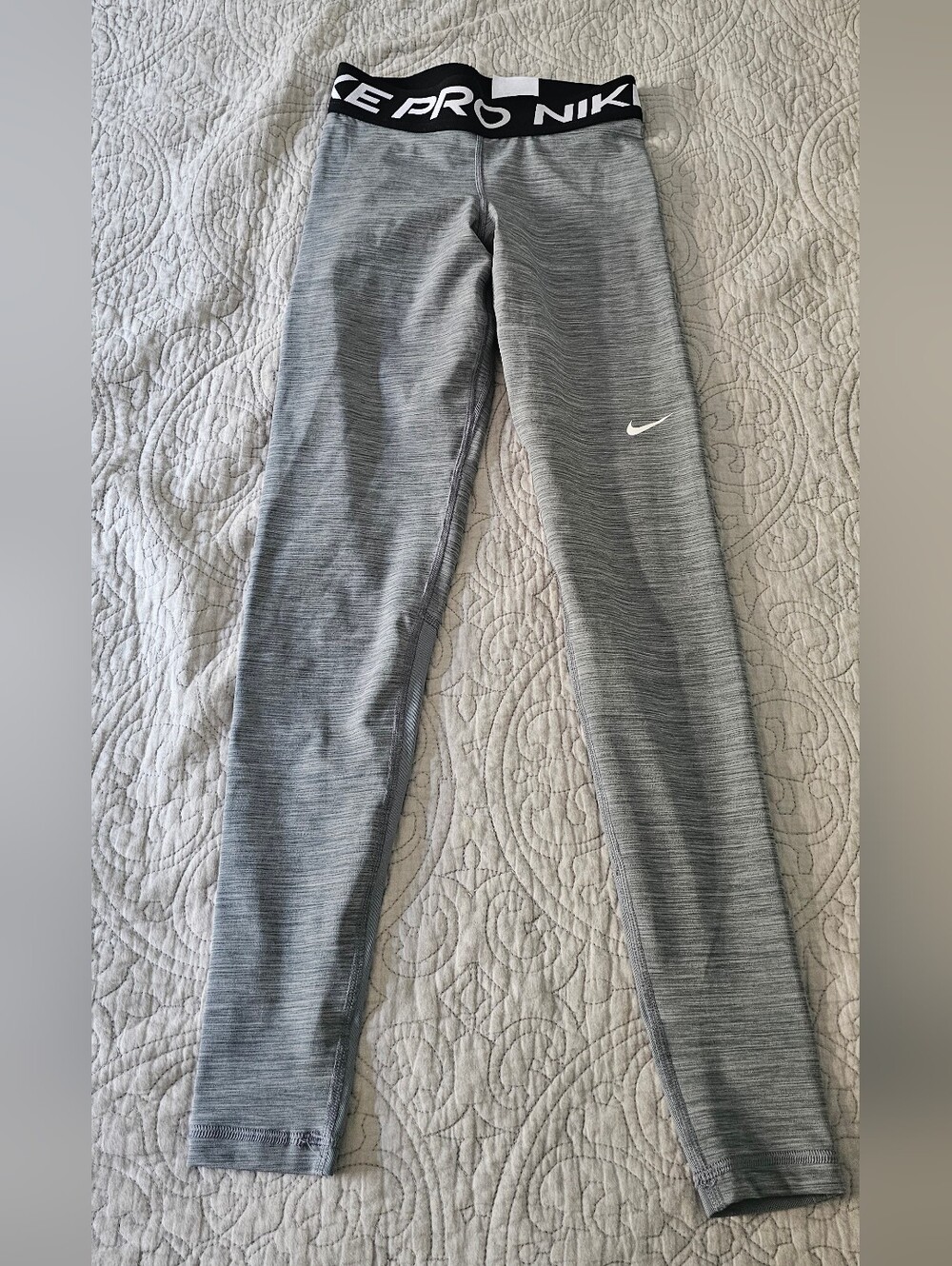 Nike Grey Heather Pro Performance Leggings with Black Waistband